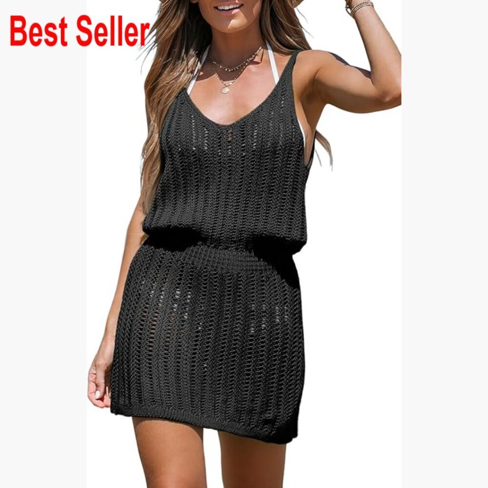 Crochet Cover Up Hollow Out Swimsuit Beach Dress Coverups